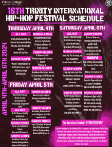 Trinity college hip hop festival schedule.